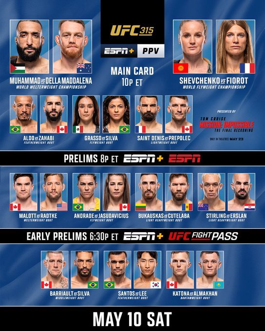 UFC 315 Full Card